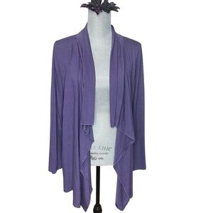 Coldwater Creek Open Front Waterfall Top Hi-Low Hem Periwinkle Purple Sz XS
